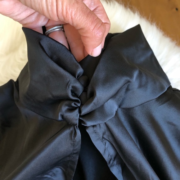 MILAN Black Cropped Keyhole Mock Tie Blouse - Picture 11 of 12